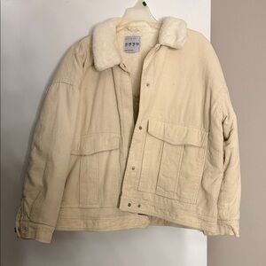 Cream Jacket with Faux Fur Collar